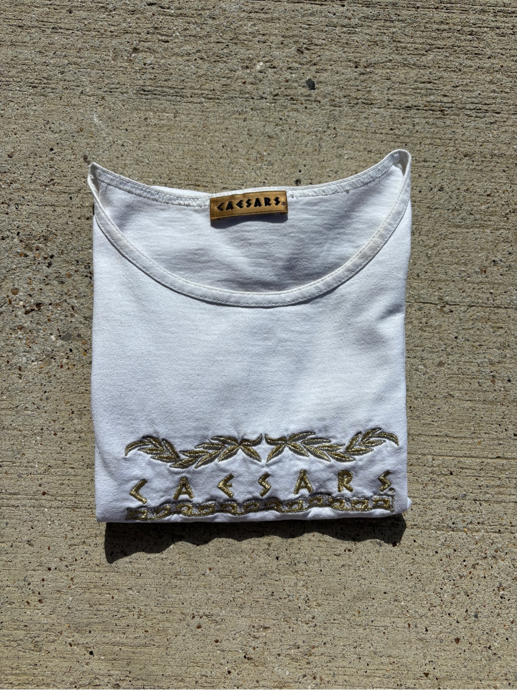Caesars White Embroidered Logo Tee